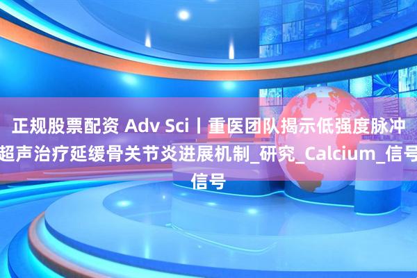 正规股票配资 Adv Sci丨重医团队揭示低强度脉冲超声治疗延缓骨关节炎进展机制_研究_Calcium_信号